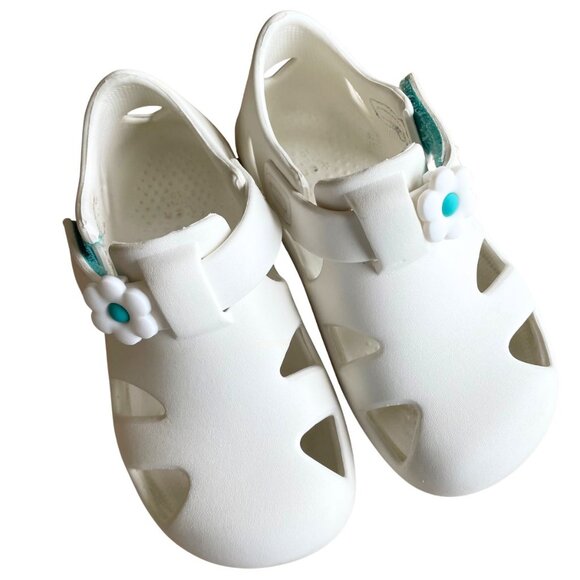 Ten Little Splash Sandals 2 Vegan White Toddler Shoes - Size 10 - Picture 1 of 9